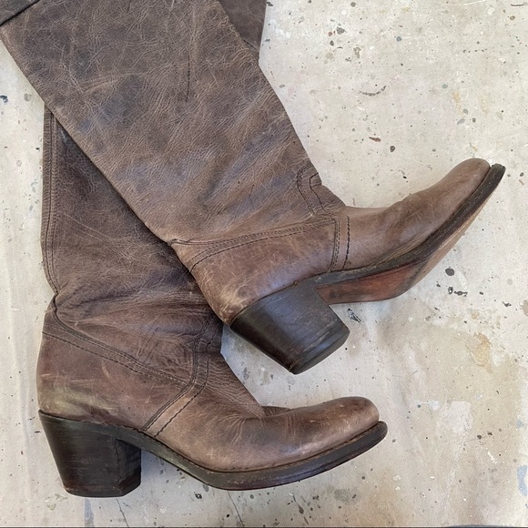 Frye Tall Brown Leather Boots, 6 B - Picture 2 of 7